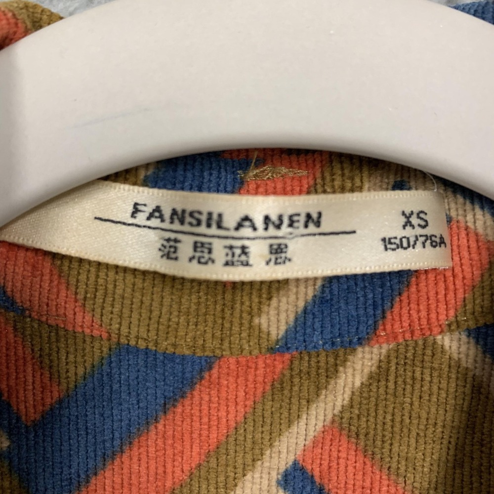 FANSILANEN Shirt Womens XS Multicolor Corduroy Geometric Button Up Long Sleeve - Picture 4 of 16